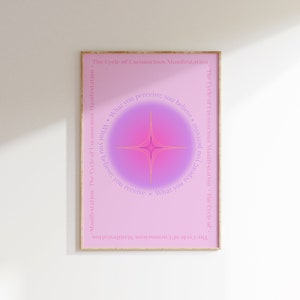 Manifestation print, Affirmation, Pink & purple Aura, Grainy Gradient, Spiritual wall art, Trendy room decor, Preppy print, DIGITAL DOWNLOAD