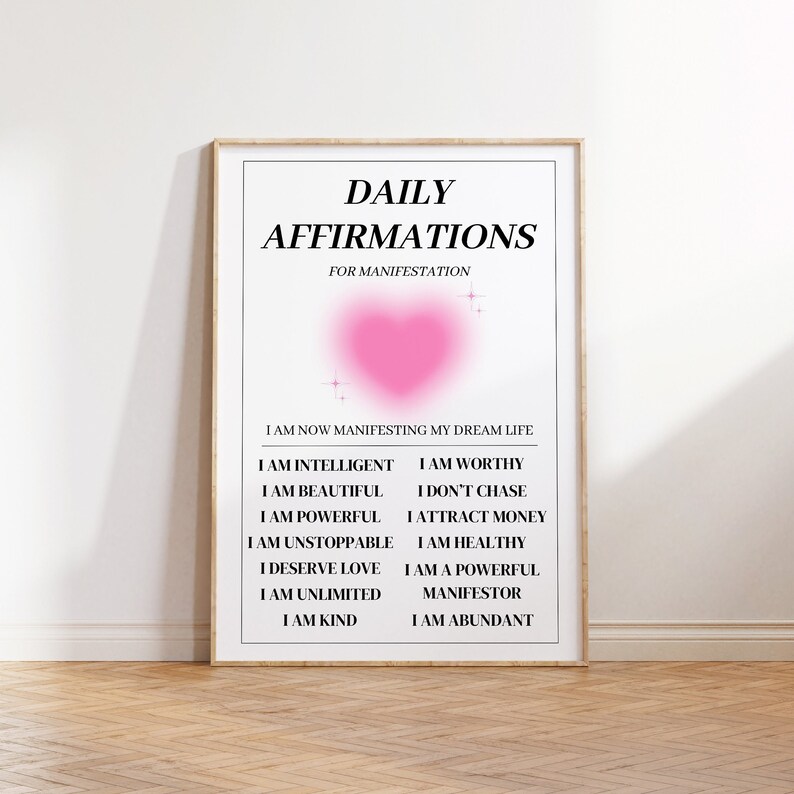 Pink Aura Poster Set, Set of 3 Affirmation Poster, Daily Affirmations ...