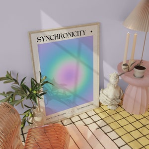 Angel Zahl Poster, Aura Druck, körniger Farbverlauf, Preppy Print, Dänisch Pastell, 111, 222, Farbverlauf Aura, Wohnheim Dekor, druckbare Wandkunst
