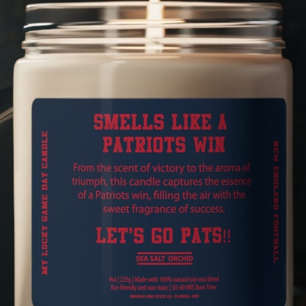 New England Patriots Candle | Smells Like An Win | Unique Gift Idea | Football Candle | Lets go Pats!! | Game Day Decor |Sport Themed Candle