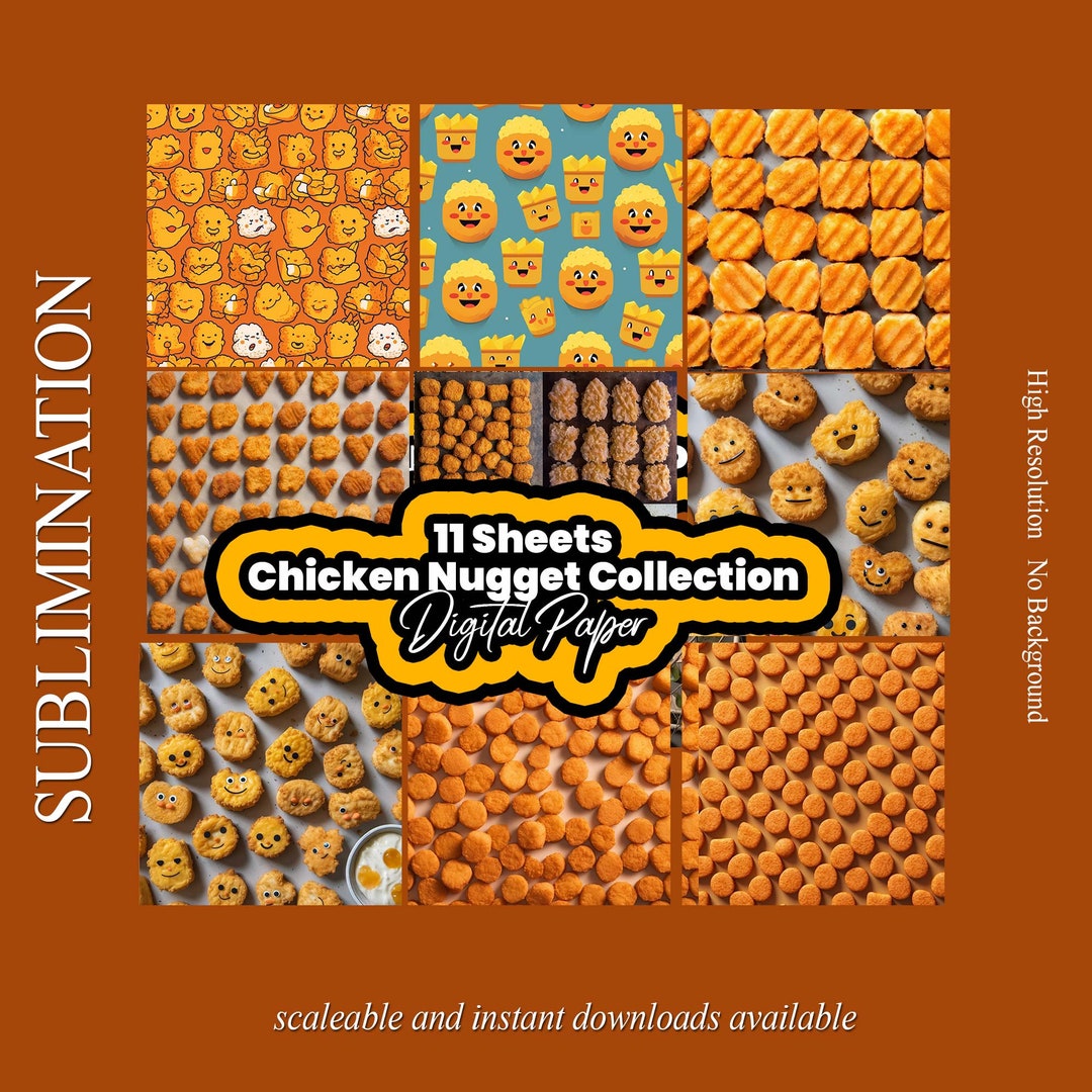 11 Chicken Nugget Digital Paper Emoji Chicken Sublimination Etsy