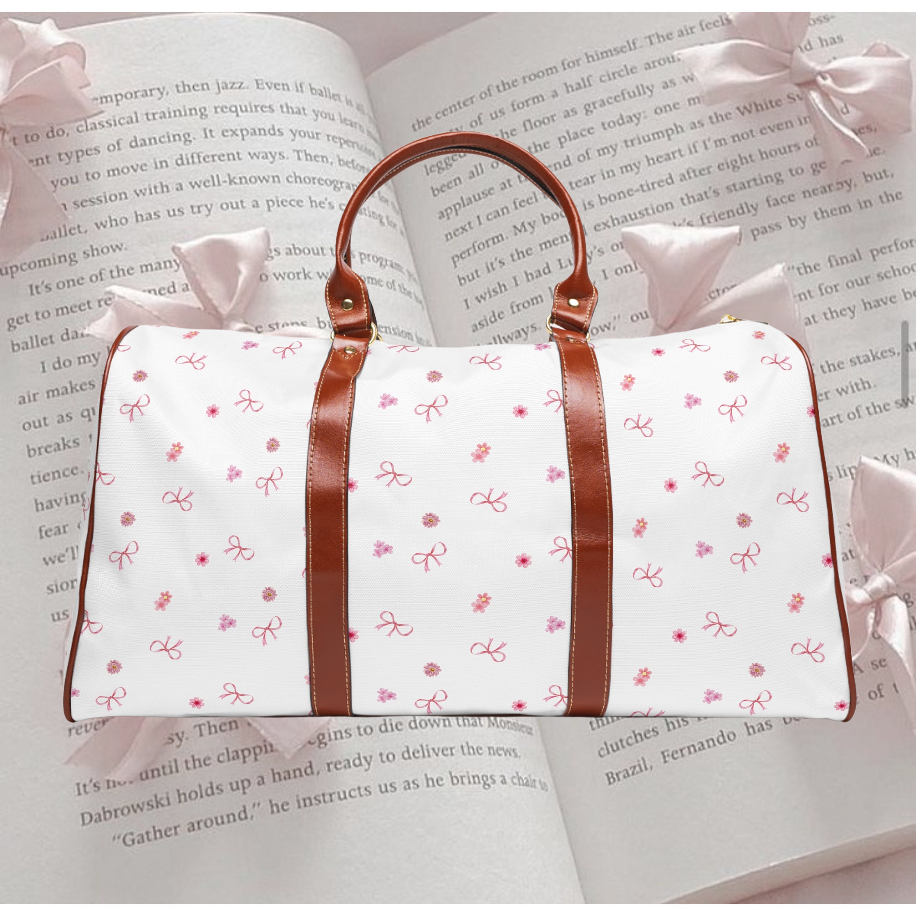 Coach Bow Bag Aesthetic, Bow Print Duffle Bag, Coquette Bow Duffle Bag ...