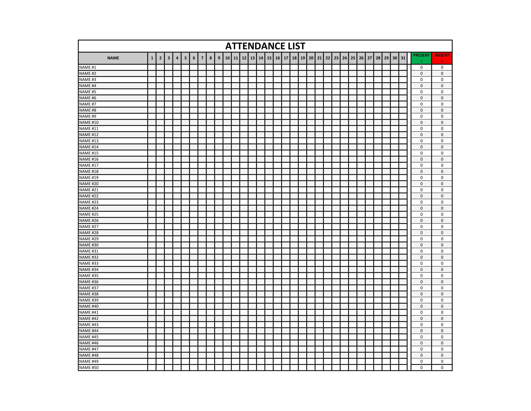 Attendance List Student Attendance Tracker Template In Google Sheets
