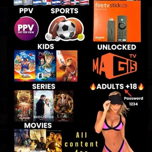 Adults 18, Movies, Series, Kids, PPV, USA & Latino Live TV, Anime, Fire Tv Stick. image 1