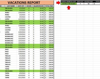 VACATIONS TEMPLATE excel