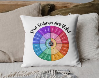 Feeling Wheel Pillow Calm Down Corner Calming Corner Emotions Chart Therapy Office Decor Emotional Support Pillow Stress Anxiety Relief Gift