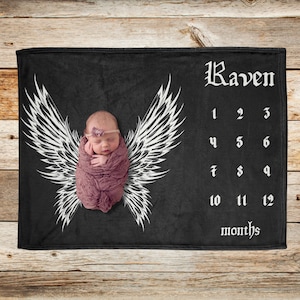 Couverture d&#39;étape gothique, étape importante de goth de bébé, couverture d&#39;âge personnalisée de premiers jours de bébé, accessoire photo gothique, cadeau de future maman