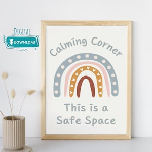 Calming Corner Poster, Counseling Office Decor, Classroom Poster, Mental Health Poster, Therapy Office, Preschool Classroom Decor, Download