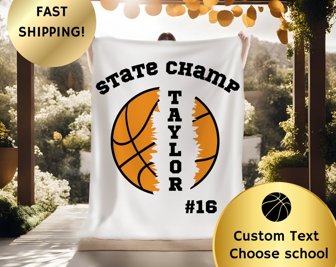 Custom Name Blanket Basketball Senior Night Gift Idea, Personalized Basketball Throw Keepsake, Team Coach Gifts, Son Daughter Basketball Mom