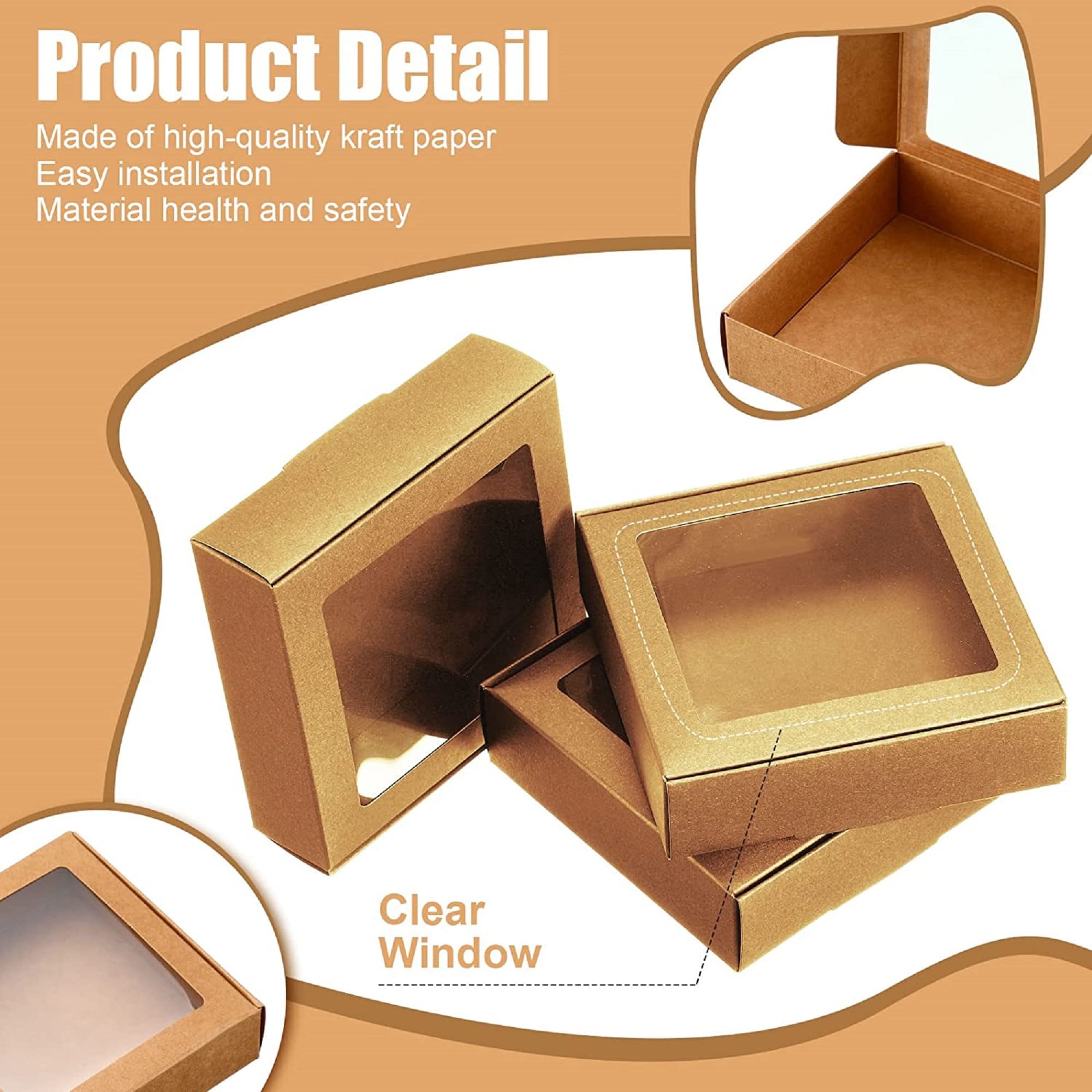  30 Pieces Mini Kraft Paper Box with Window Soap