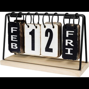 Vintage Wooden and Metal Perpetual Desk Calendar -  Home and Office Decor- Perfect Gift