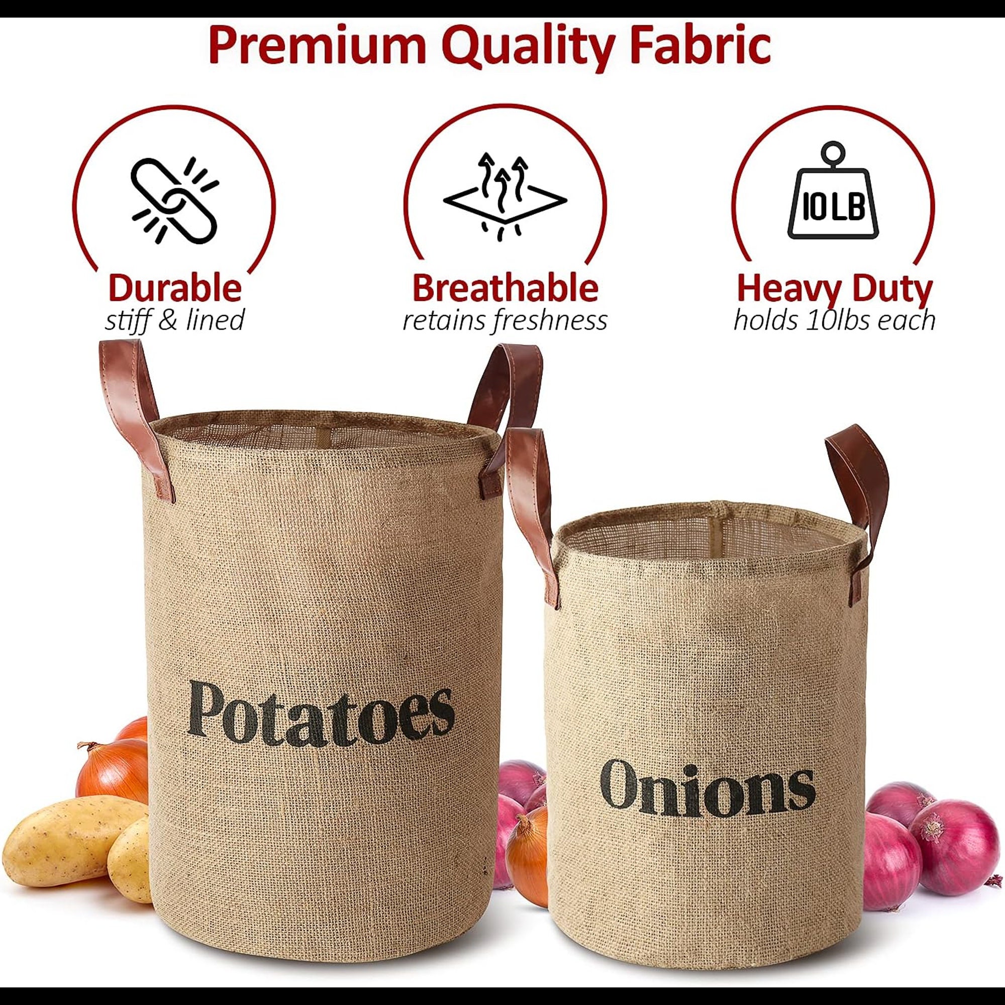 Lined Burlap Pantry Storage Baskets for Potatoes and Onions Etsy