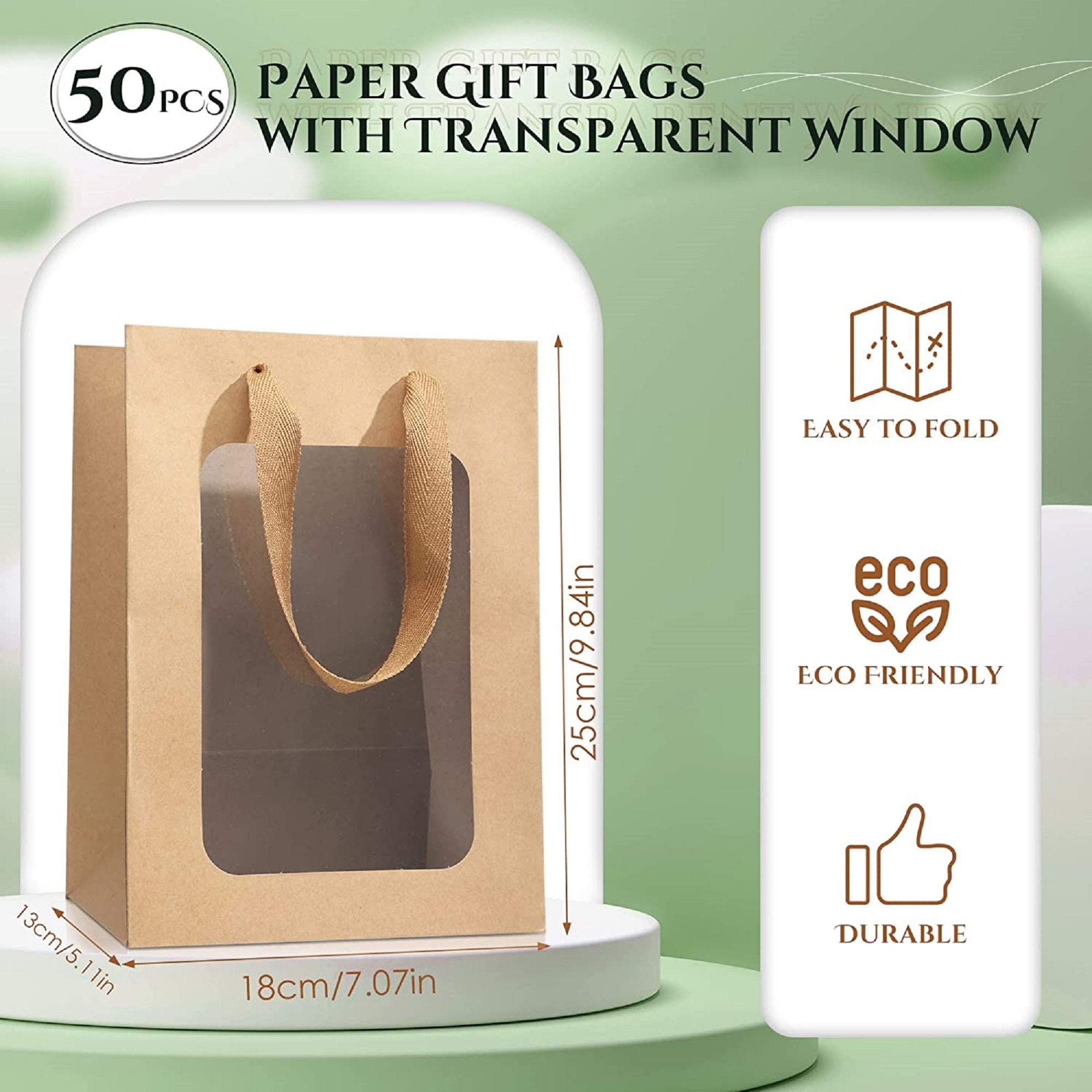 Paquete de 50 pequeñas bolsas de regalo de papel kraft con asas, bolsa de  compras marrón a granel para regalos de cumpleaños y bodas, 6 x 5 x 2.5