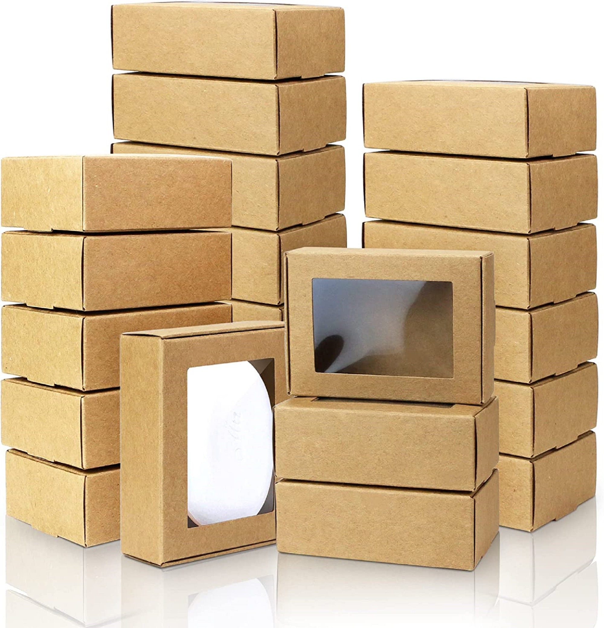 Brown Kraft Jewelry Gift Boxes, 3.75x2.5x1, 6 Pack, Fiber Fill