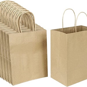 Craftedbymagical 100 Pack Brown Small Paper Bags With Handles Bulk, Gift Paper  Bags, Kraft Birthday Party Grocery Vendor Market Craft Bags 