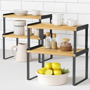 Kitchen Cabinet Organizer Shelf Set of 4, Versatile Countertop Organizer for Kitchen, Bathroom, and More