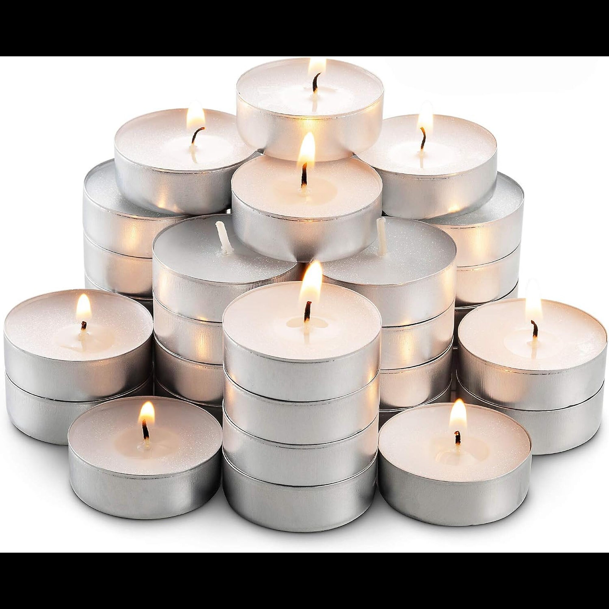 Bulk Set of 250 Unscented Tea Light Candles 6hr Long Burn Smokeless Tea  Lights