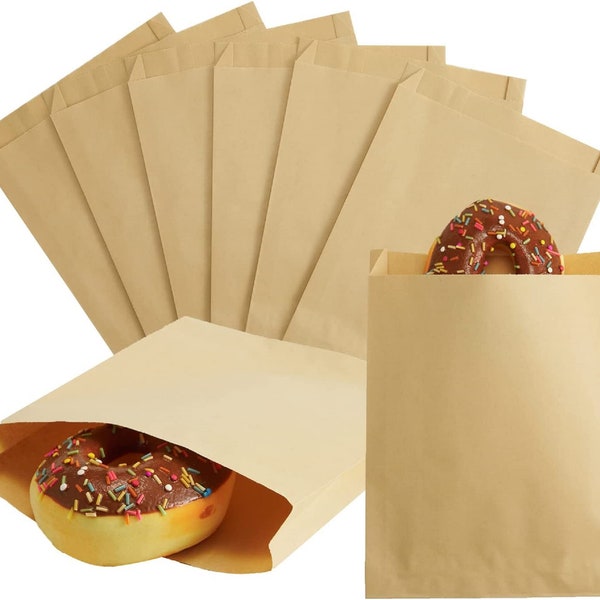 Kraft Paper Sandwich Bags 50 Pack 6"x 1"x 8" Snack Bag Natural Open-Ended Bags