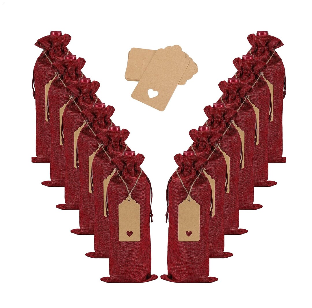 12pcs Premium Burlap Wine Bags and 12pcs Gift Tags Wine Bags Etsy