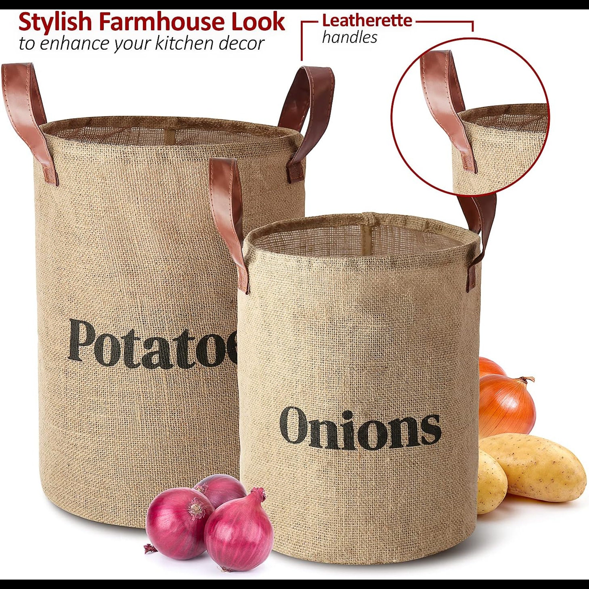 Lined Burlap Pantry Storage Baskets for Potatoes and Onions Etsy