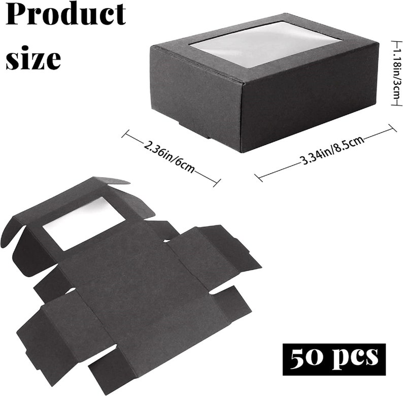 50 or 100 Pack Small Rectangle Kraft Paper Boxes With Clear Etsy