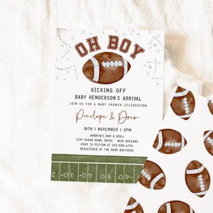 Football Baby Shower Invitation, Touchdown Baby Shower Invite Template, Printable All Star Baby Shower Bundle | Drew