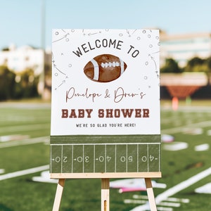 Football Baby Shower Welcome Sign Template, Editable Football Coed Baby Shower Sign, Printable Welcome Sign | Drew