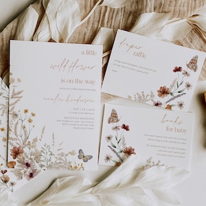 fall wildflower baby shower invitation template, autumn baby shower invite, editable template | aurelia