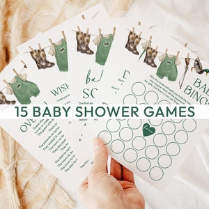 Jeux de baby shower de chasse, lot de jeux de baby shower de chasse aux canards, jeux de baby shower imprimables, modèles modifiables DIY, Little Hunter | Beau