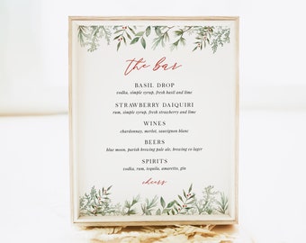 Christmas Bar Menu Sign Template, Printable Holiday Bar Sign Editable Instant Download | CHRISSY