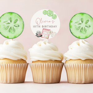 Printable Spa Party Cupcake Toppers, Spa Party Stickers, Spa Party ...