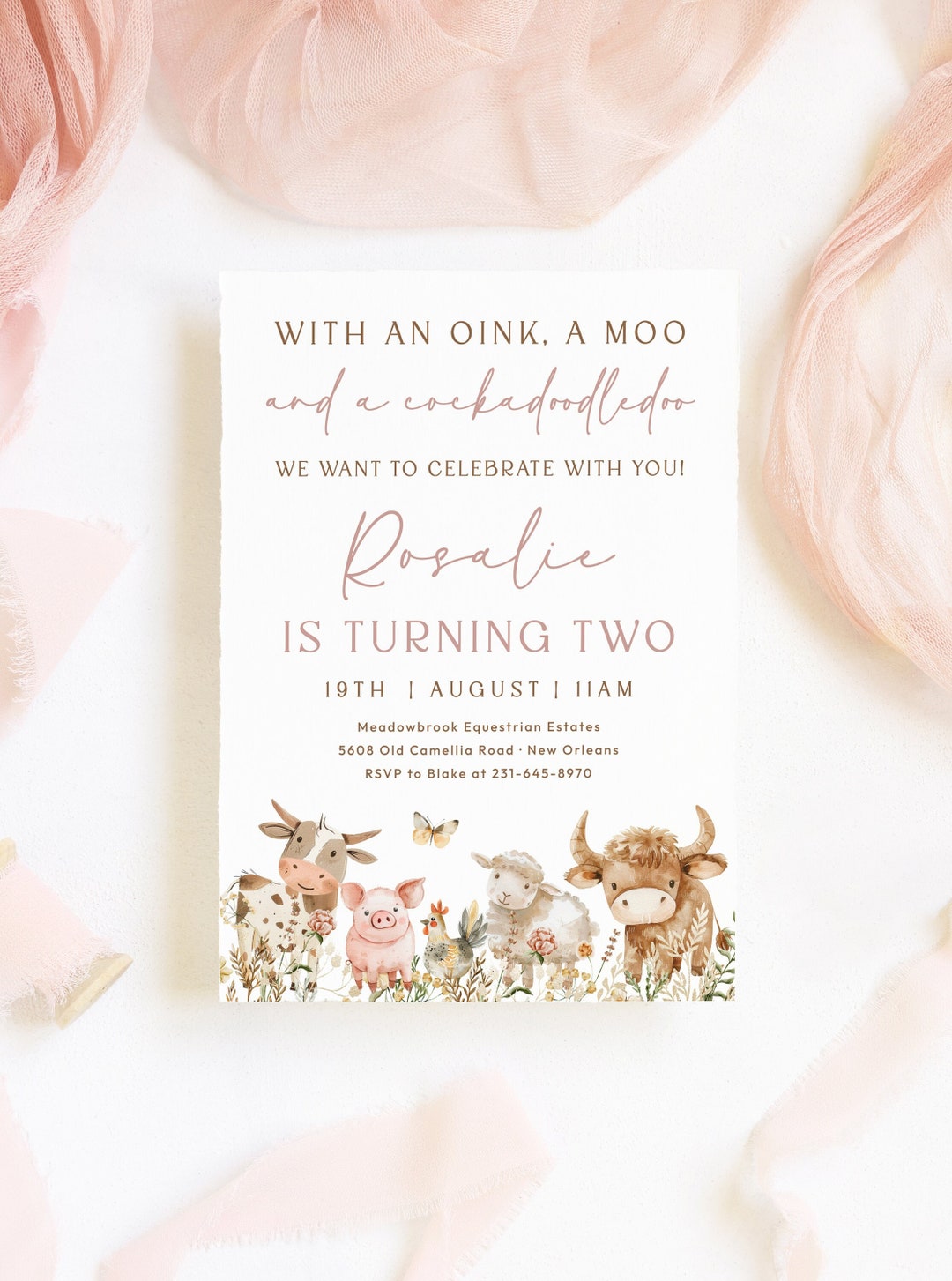 Wildflower Farm Birthday Invitation, Boho Barnyard Bash Invitation ...