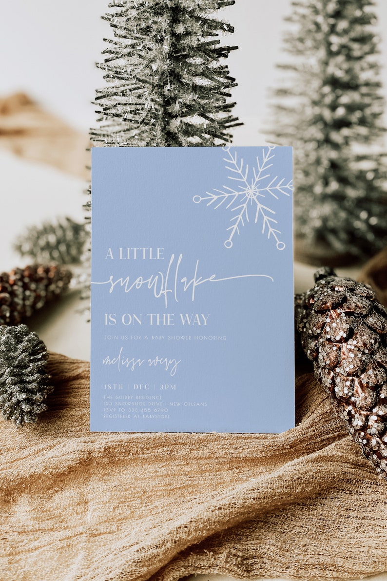 Winter Baby Shower Invitation Template Printable Snowflake Etsy