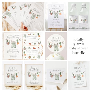Lokal gewachsenes Babyparty-Bündel, Boho Bauernmarkt-Baby Sprinkle-Einladungs-Vorlagen-Kit | Hayden