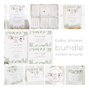 Winter Baby Shower Einladung Vorlage, druckbare Frohe kleine Baby Shower Bundle, Weihnachten Baby Shower Spiele und Dekorationen | CHRISSY
