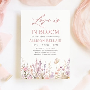 Love in Bloom Bridal Shower Invitation, Printable Wildflower Bridal Shower Invite Template  | EMMALINE