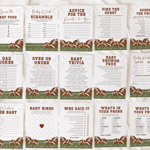 Football Baby Shower Games, Sports Baby Shower Game Bundle, Printable ...