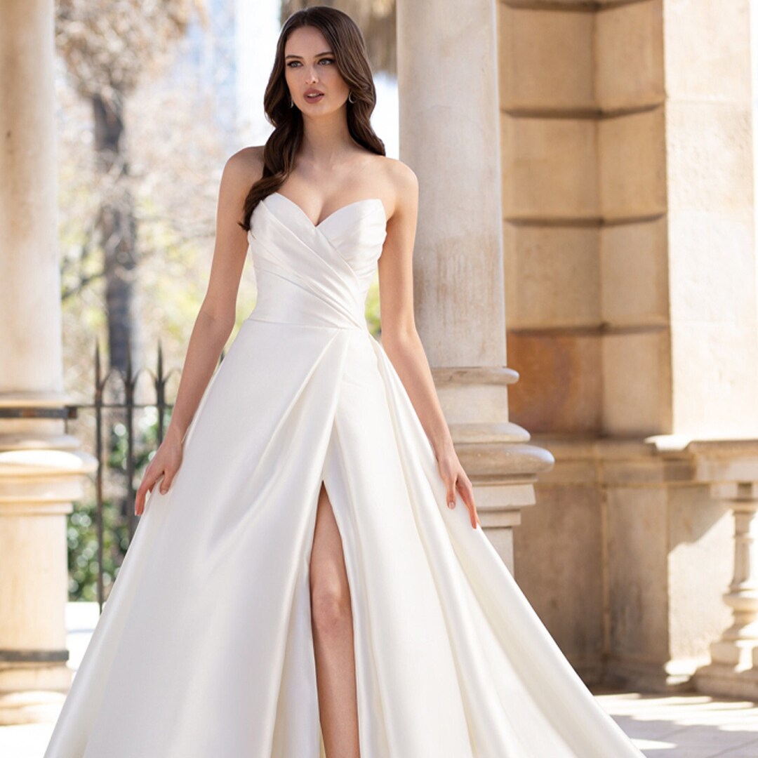 Preston Strapless Satin A-line Wedding Dress - Etsy