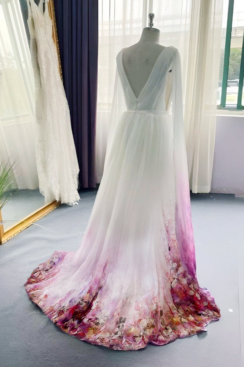 Vivid Bohemian Ombre A-line Wedding Dress - Etsy