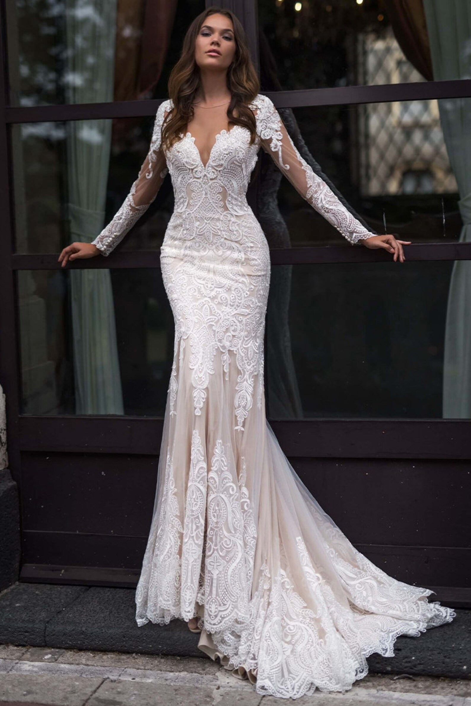 Camilla Embroidered Lace Mermaid Wedding Dress Etsy