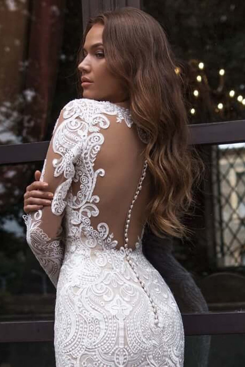 Camilla Embroidered Lace Mermaid Wedding Dress Etsy