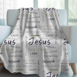 Names of Jesus Cozy Velveteen Minky Blanket, Prayer Blanket, Sister gift, Reading chair throw, Christian home decor, Follow Jesus Christ