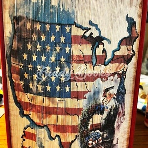 Memorial US Map Remembrance - Photo Strip,Fore-edged Pattern,Book Art