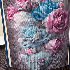 Pink Roses , Blue Hearts - Photo Edged Pattern