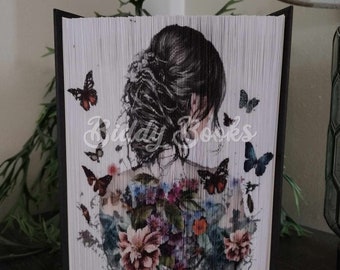 Watercolour Butterfly Lady - Photo Strip,Fore-edged Pattern,Book Art