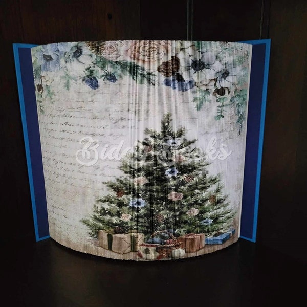 White Flowered Christmas Tree -Photo Strip,Fore-edged Pattern,Book Art