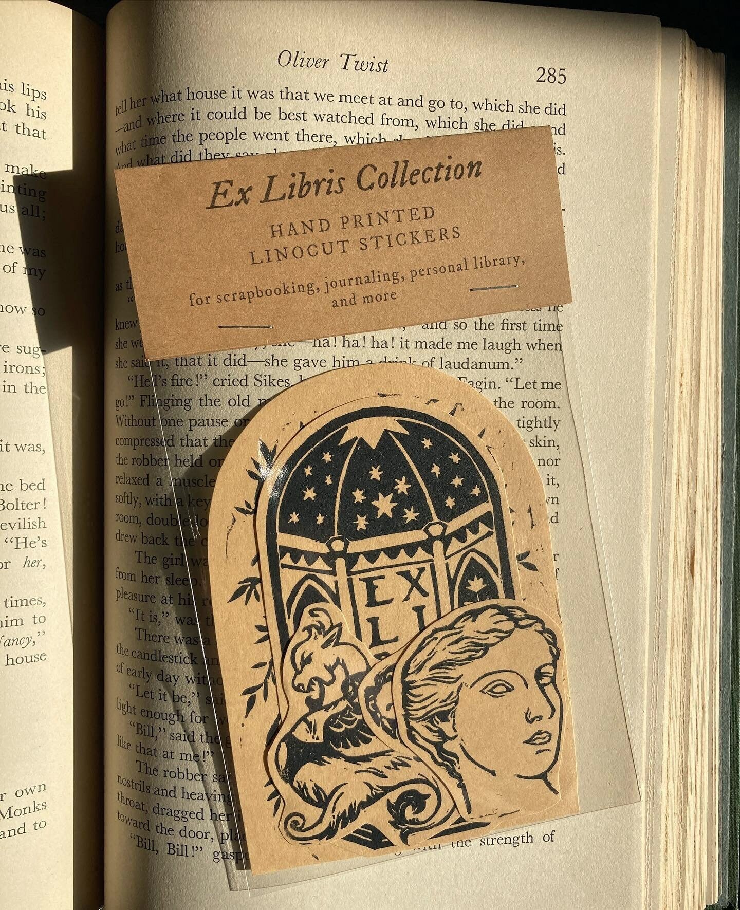 Ex Libris Bookplate Sticker Pack Set of 5 Handprinted - Etsy