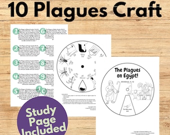 Bible Study 10 Plagues | Passover Bible Study Tool | Sunday School Activity | 10 Plagues Bible Study for Kids | Kids Bible Lesson | Wheel