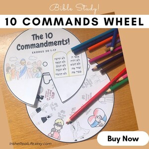 Bible Study 10 Commandments | Bible Study Tool | Sunday School Activity |  Bible Study for Kids | Kids Bible Lesson | Wheel | Bible Craft