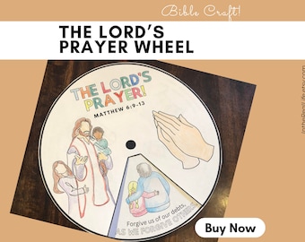 The Lord's Prayer Wheel | Bible Study Tool | Sunday School Activity | Lord's Prayer Bible Study for Kids | Kids Bible Lesson | Bible Craft